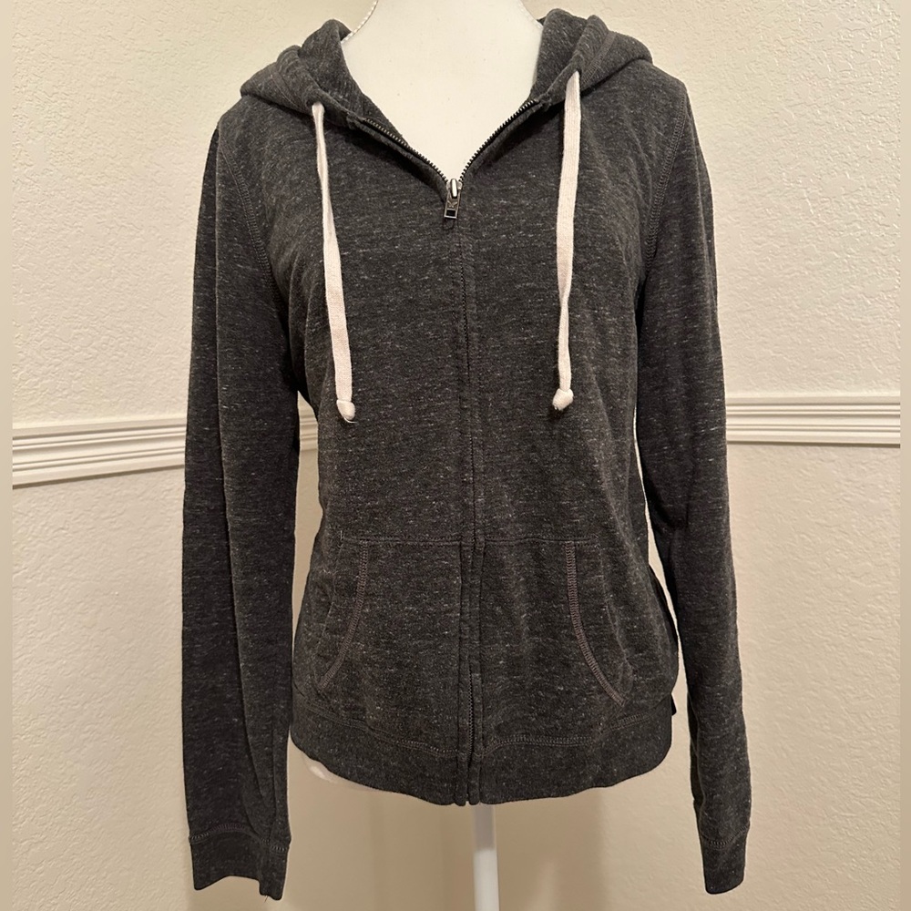 American Eagle Women’s Charcoal Grey Zip-Up Hoodie – Cozy Lightweight - Picture 4 of 7